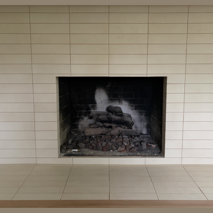 Stiletto Cutback Remake 4-sided overlap fireplace with 28.75” floor height and 34.5” width