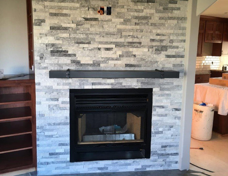 Non-Combustible Metal Fireplace Mantel Shelf | Custom Floating Mantel, Black