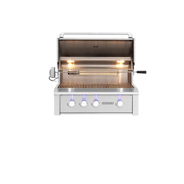 Summerset Alturi Built-In Gas Grill 36 inch stainless steel luxury outdoor grill with rotisserie and LED lights