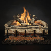24" Grand Canyon Blue Pine Split Vented Gas Log Set with realistic bark beetle patterns and reversible design