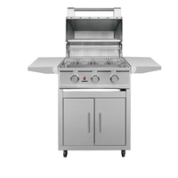 TFE 25 Inch Freestanding Grill stainless steel with propane storage and foldable shelves