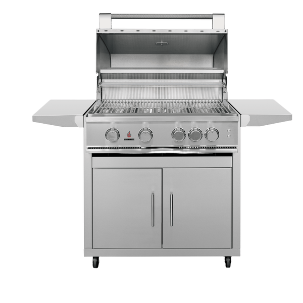 TFE 32 Inch Grill freestanding stainless steel grill cart with propane storage and folding shelves