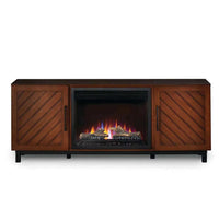 Bella Electric Mantel Package with walnut finish and Cineview 26 Electric Firebox heating up to 400 sq. ft.