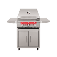 TrueFlame 25 Inch Grill freestanding stainless steel outdoor BBQ with LED lighting and heat zone separators