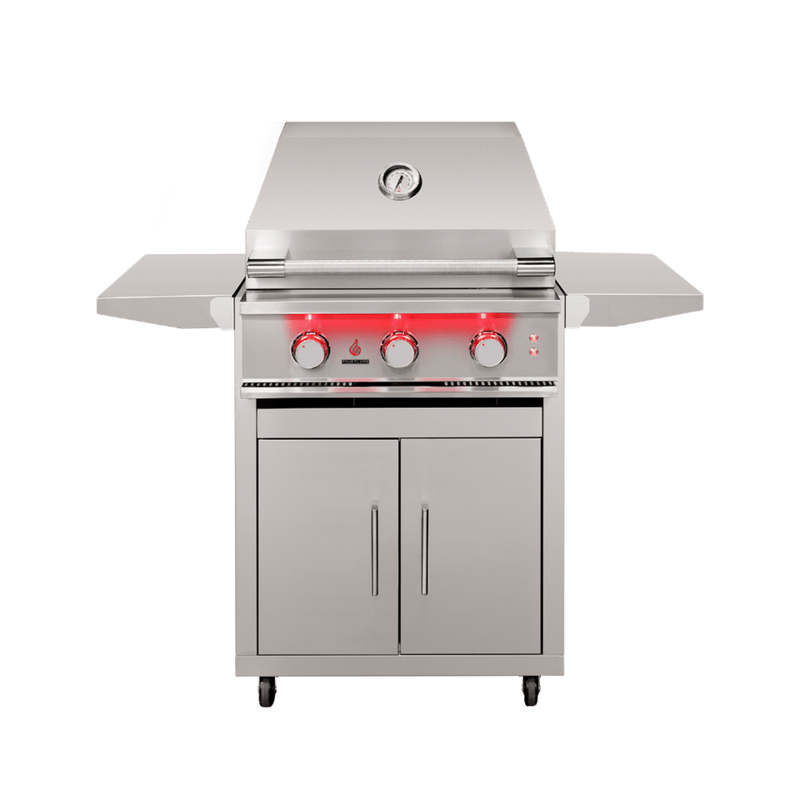 TrueFlame 25 Inch Grill freestanding stainless steel outdoor BBQ with LED lighting and heat zone separators