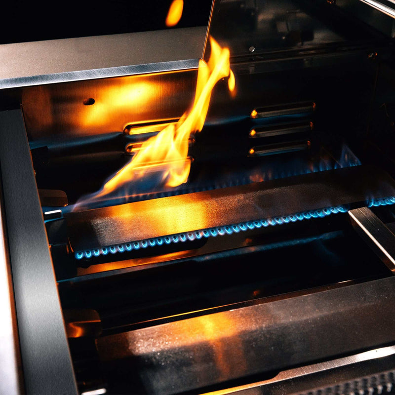 TrueFlame 40 inch built-in stainless steel grill with active flame and burner ignition