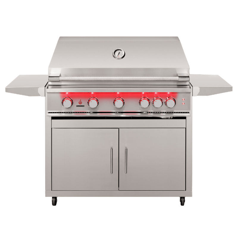 TrueFlame 32 Inch Grill freestanding stainless steel with LED lighting and heat zone separators