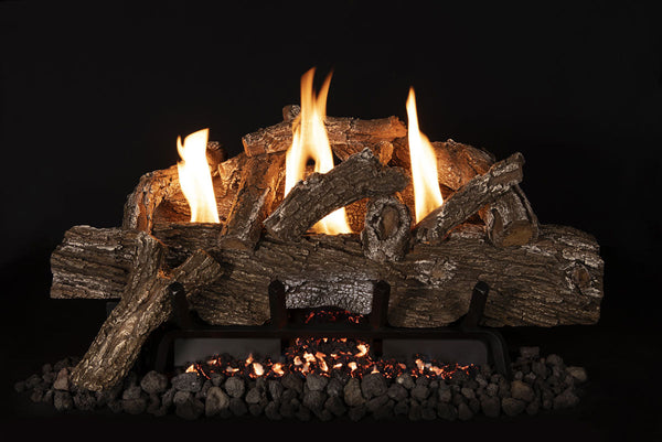 30" Grand Canyon Red Oak Ventless Gas Log Set with realistic red oak logs and adjustable flames for efficient heat