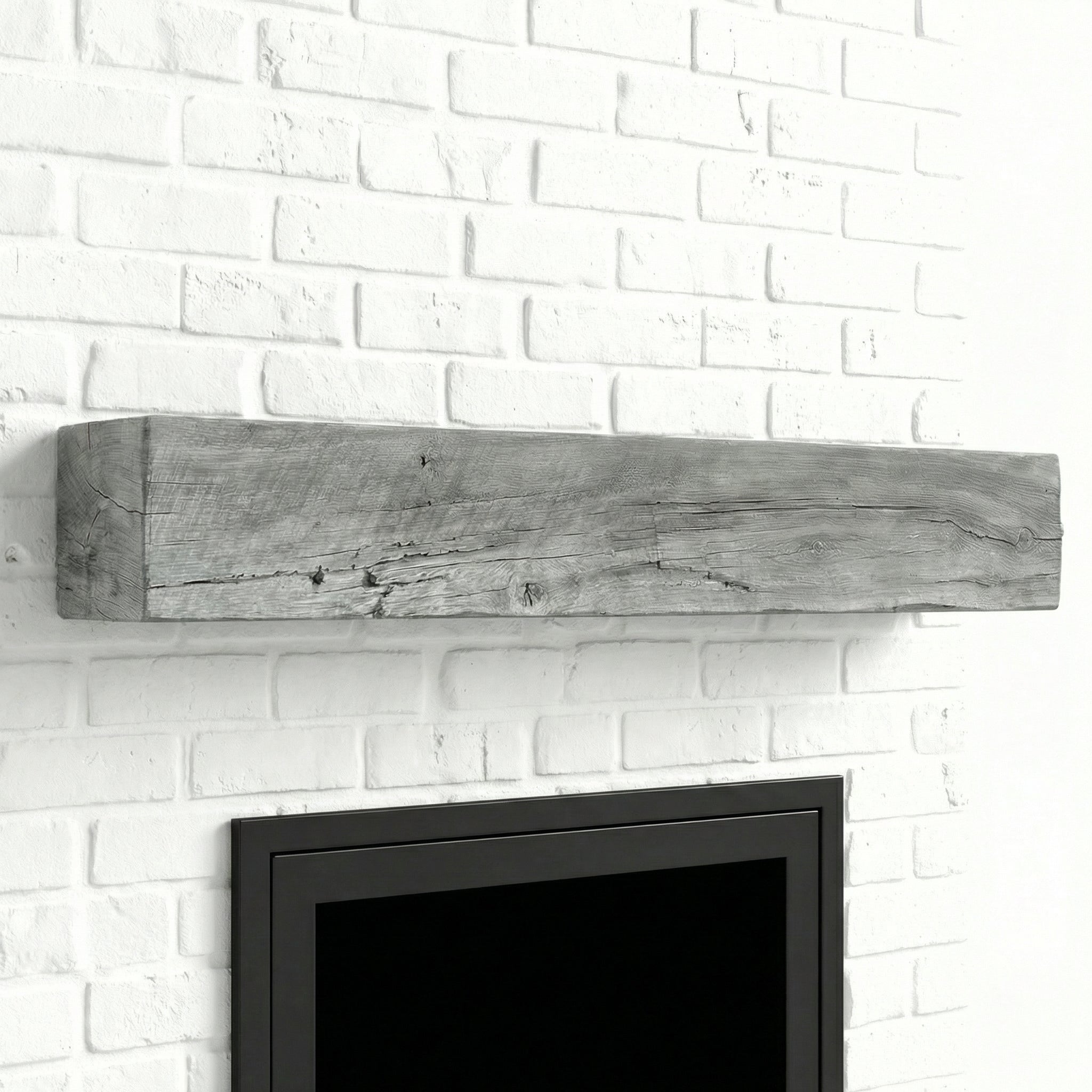 Grist Mill Non-Combustible Concrete Mantel Shelf Weathered Grey Finish