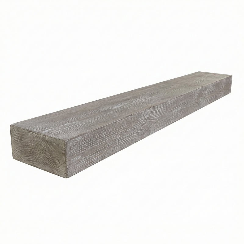 Flat Sawn Non-Combustible Concrete Mantel Shelf Weathered Grey Finish
