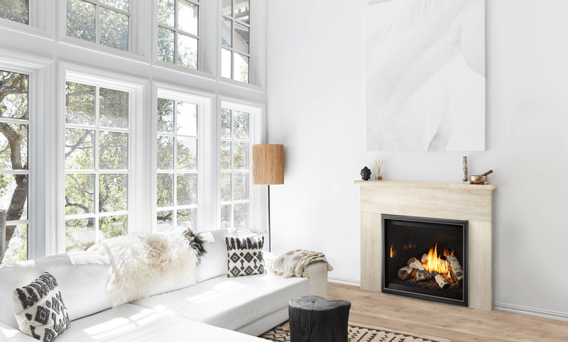Heat & Glo 8KL 42 Direct Vent Traditional Gas Fireplace (Tranquil Greige Herringbone Interior) | Model 8KL-TG