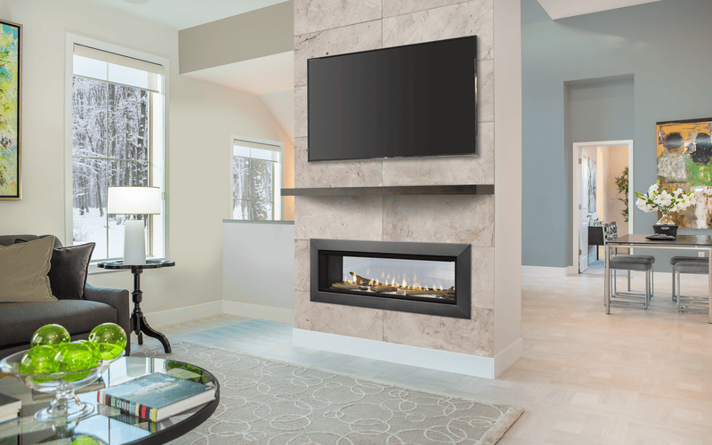 Majestic Echelon II See-Through 48 gas fireplace lifestyle room shot