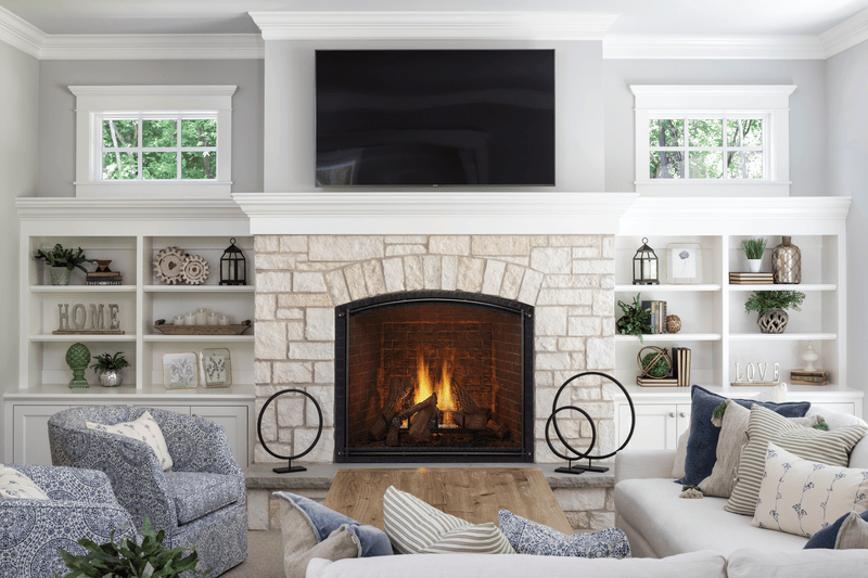 Heat & Glo True 36 Direct Vent Traditional Gas Fireplace (Tranquil Greige Herringbone Interior) | Model TRUE-36TG-IFT