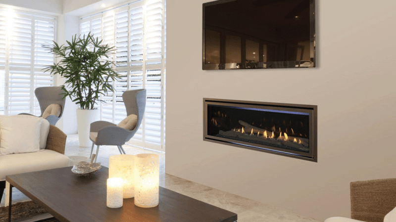Majestic Jade Series gas fireplace with flame