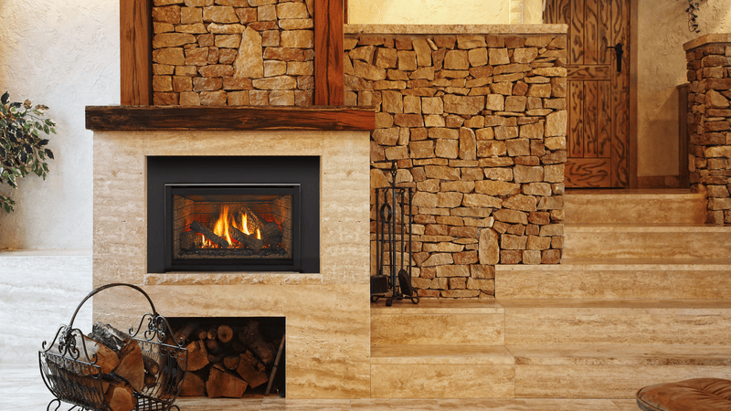 Majestic Trilliant gas insert inside-fit with brick interior lifestyle shot