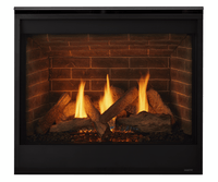 Majestic Quartz Platinum 36 gas fireplace product shot with black mesh front