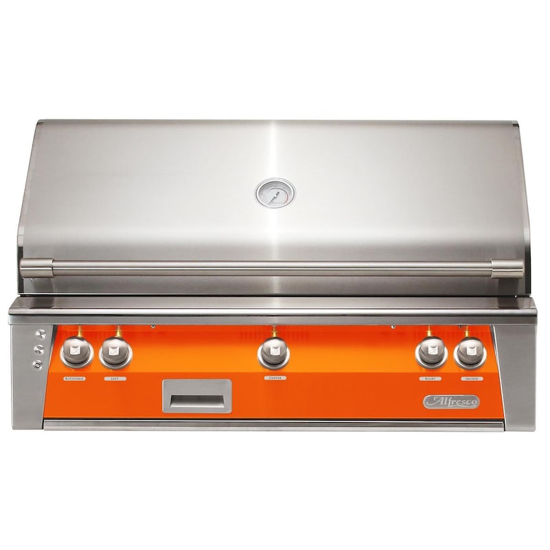 Alfresco ALXE 42-Inch Built-In Natural Gas Grill With Rotisserie in Luminous Orange