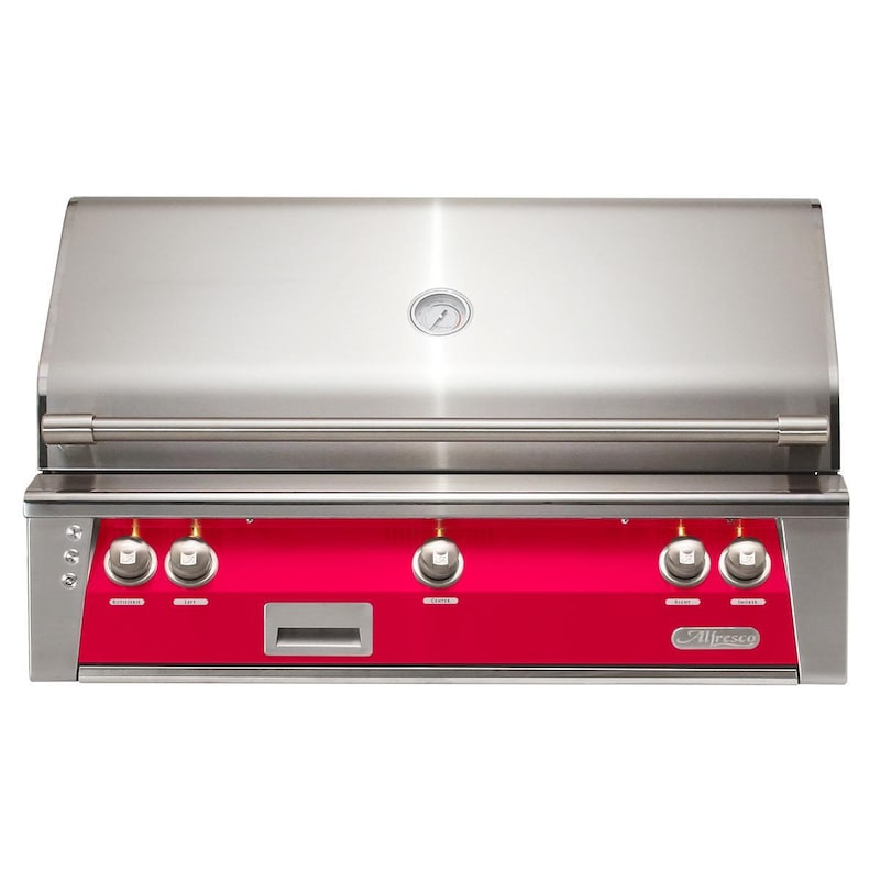 Alfresco ALXE 42-Inch Built-In Natural Gas Grill With Rotisserie in Raspberry Red