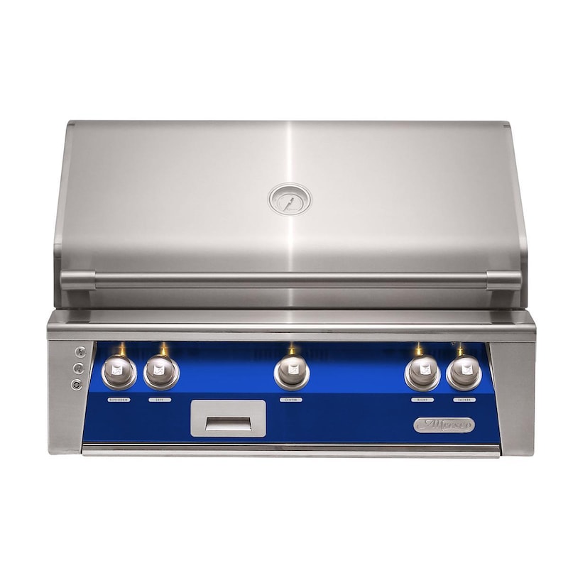 Alfresco ALXE 36-Inch Built-In Natural Gas Grill With Rotisserie in Ultramarine Blue