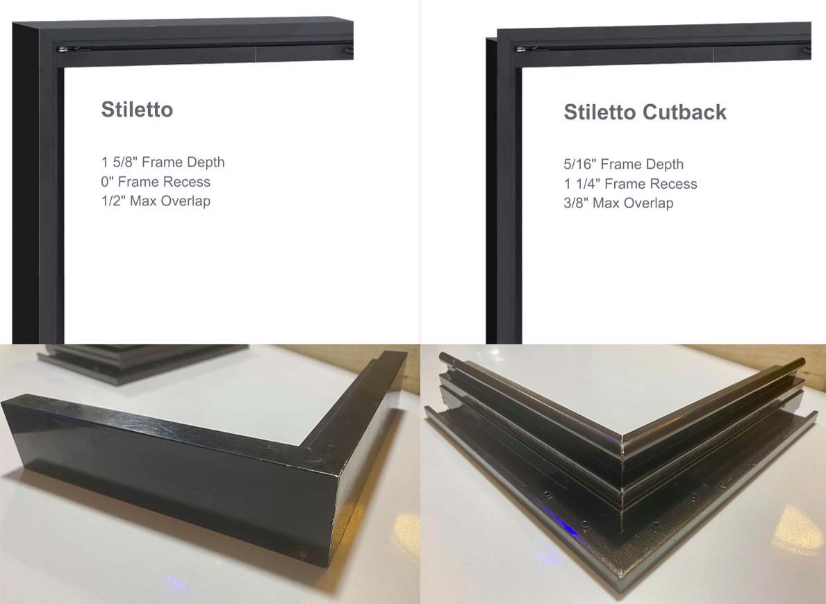 Aluminum Fireplace Glass Doors Masonry - Stiletto Cutback - ExceptionalFire