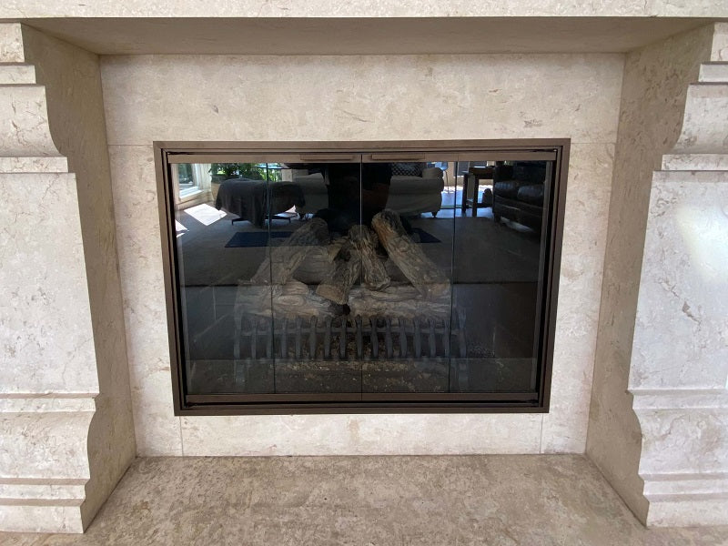 Aluminum Fireplace Glass Doors Masonry - Stiletto Cutback - ExceptionalFire