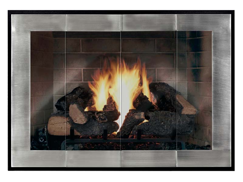 Steel Fireplace Single Panel Glass Door Masonry & Zero Clearance - Original Moderne - ExceptionalFire