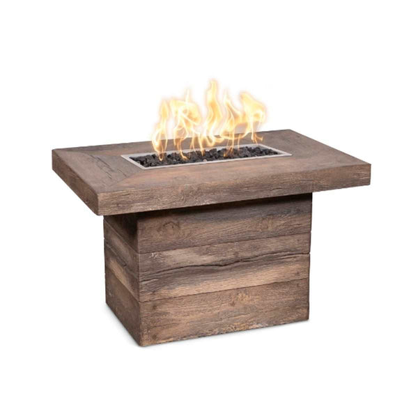 Alberta Wood Grain Fire Pit with natural gas fuel and electronic ignition in ivory color