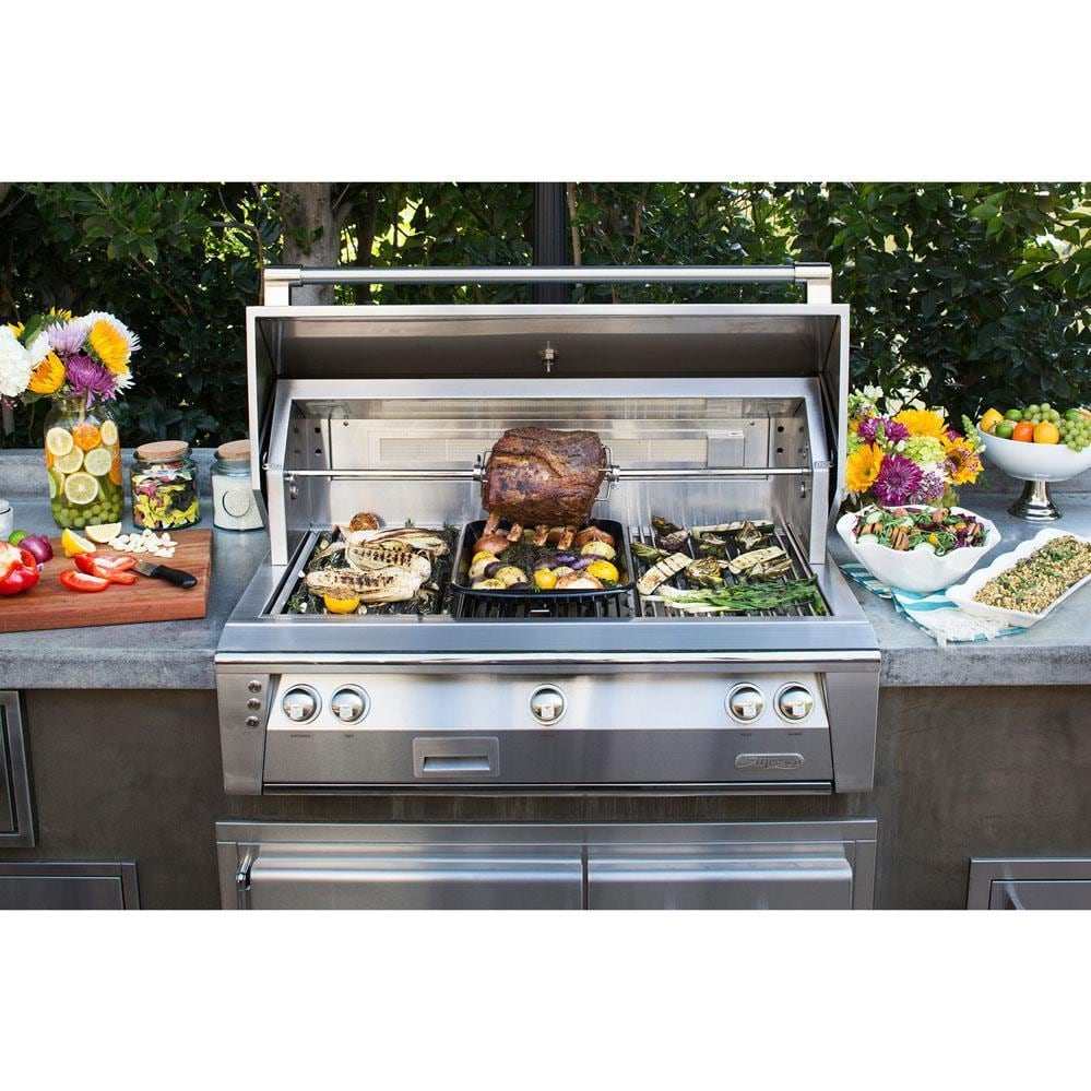 Alfresco ALXE 56-Inch Built-In Natural Gas All Grill With Sear Zone And Rotisserie in Jet Black Gloss - ExceptionalFire