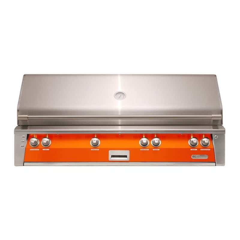 Alfresco ALXE 56-Inch Built-In Natural Gas All Grill With Sear Zone And Rotisserie in Luminous Orange - ExceptionalFire