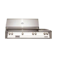 Alfresco ALXE built-in stainless steel natural gas grill with rotisserie and side burner in white matte