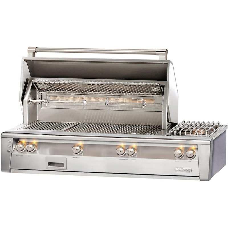 Alfresco ALXE 56-Inch Built-In Natural Gas Deluxe Grill With Sear Zone, Rotisserie, And Side Burner - ExceptionalFire