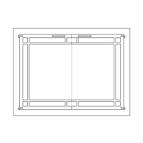 Technical drawing of custom mesh doors for masonry fireplace with matte black frame and contemporary handles, priced at $1009.00