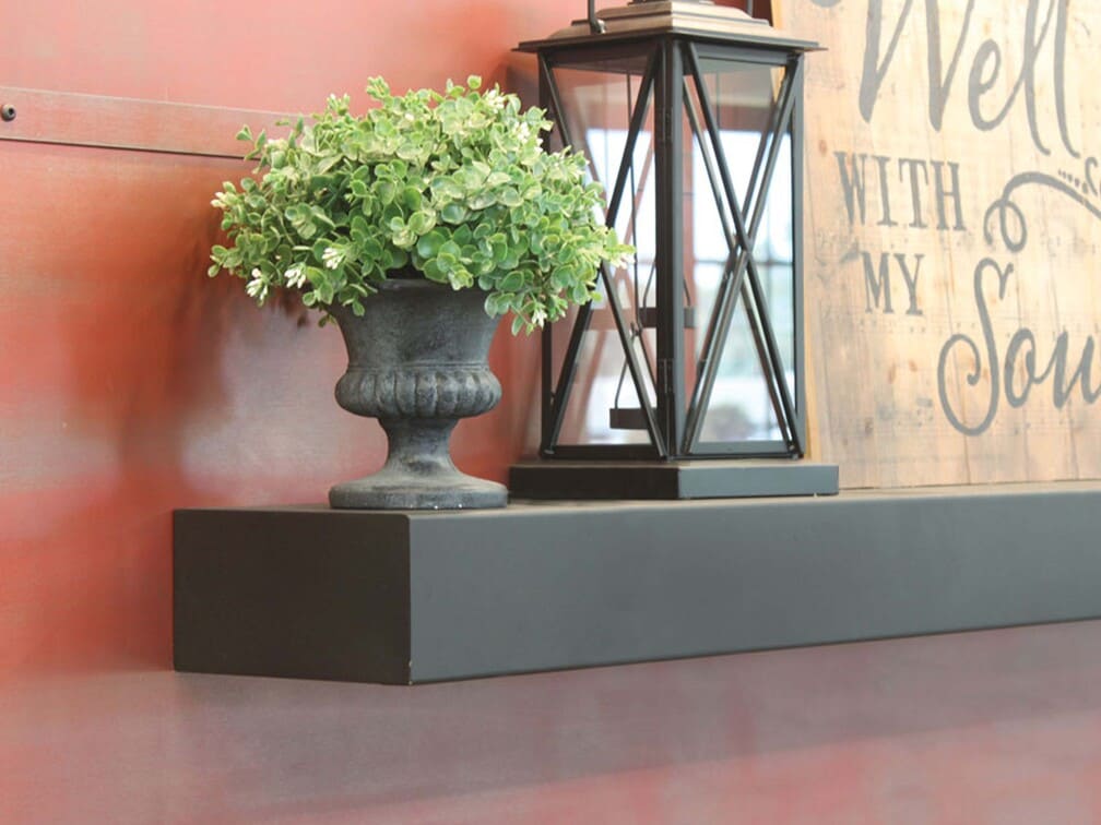 Fully Customizable LED Floating Metal Shelves Non Combustible in 25+ Finishes and Any Size