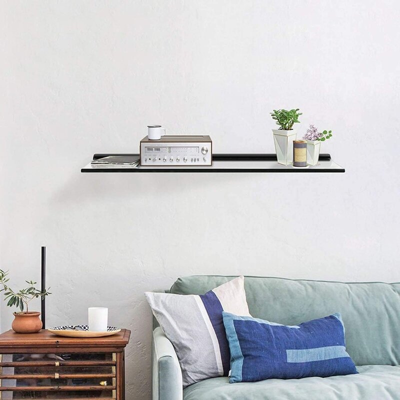Glass Floating Mantel Shelves, Custom Width, Non-Combustible by Design Specialties - ExceptionalFire