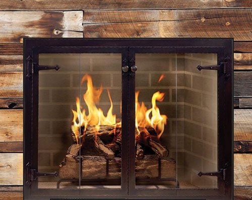 Steel Fireplace Glass Door Masonry & Zero Clearance - Hammered Edge - ExceptionalFire