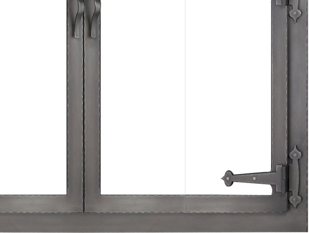 Steel Fireplace Glass Door Masonry & Zero Clearance - Hammered Edge - ExceptionalFire