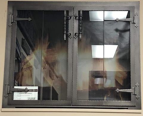 Steel Fireplace Glass Door Masonry & Zero Clearance - Hammered Edge - ExceptionalFire