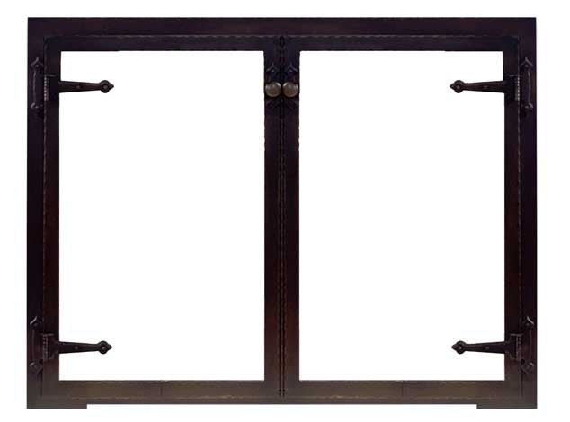 Steel Fireplace Glass Door Masonry & Zero Clearance - Hammered Edge - ExceptionalFire