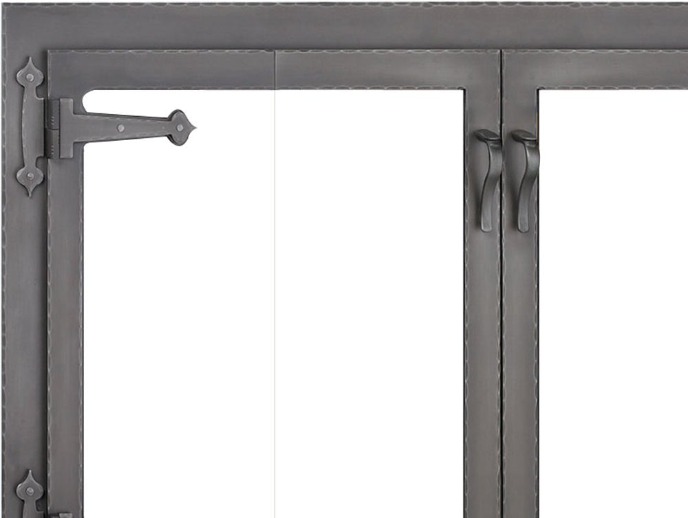 Steel Fireplace Glass Door Masonry & Zero Clearance - Hammered Edge - ExceptionalFire