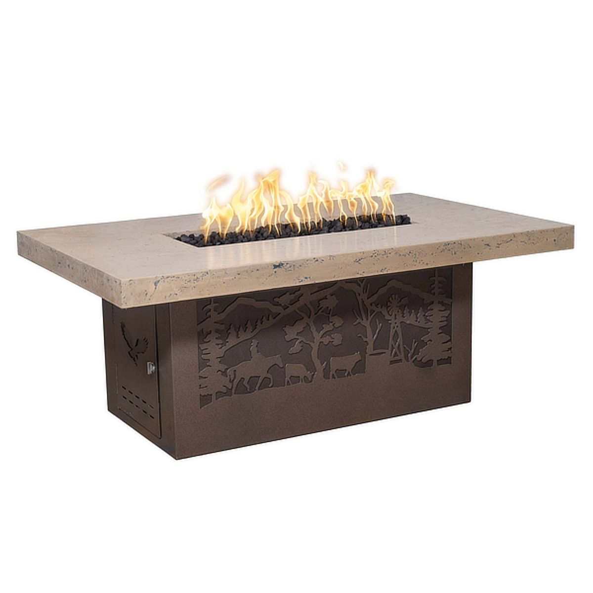 Outback Rectangle Cattle Ranch Powder Coat Steel Fire Table - ExceptionalFire