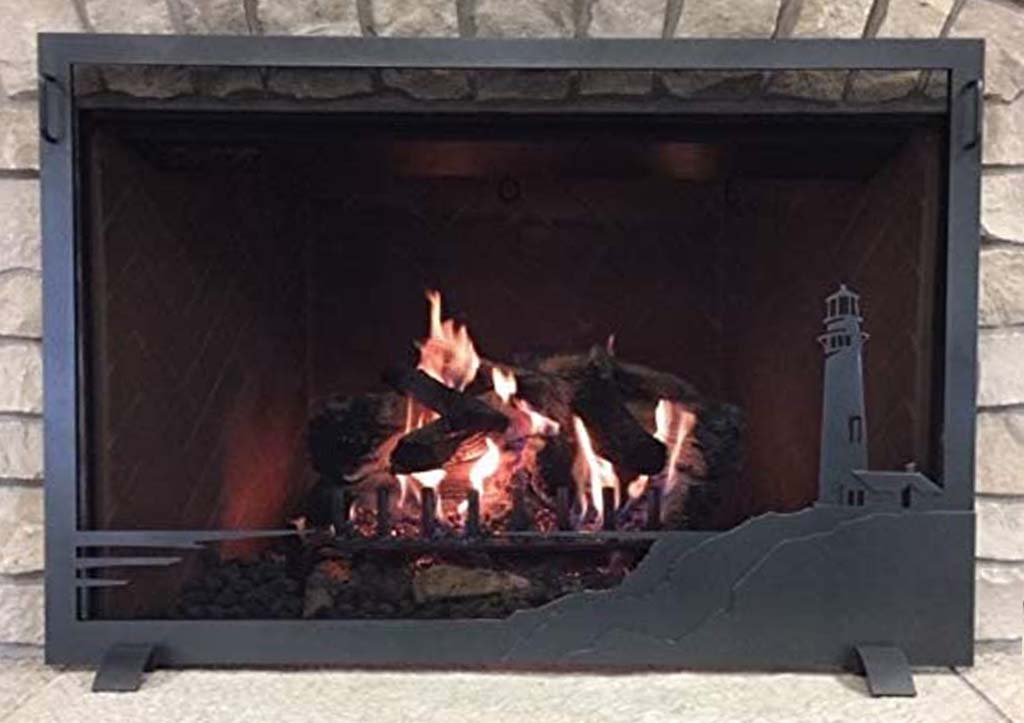 Steel Custom Single Panel Fireplace Screen Carolina Coastal - Custom Size