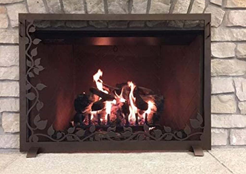 Steel Custom Single Panel Fireplace Screen Carolina Ivy - Custom Size