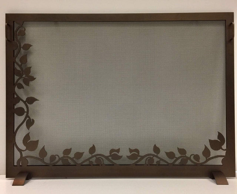 Steel Custom Single Panel Fireplace Screen Carolina Ivy - Custom Size - ExceptionalFire