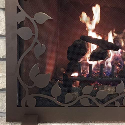 Steel Custom Single Panel Fireplace Screen Carolina Ivy - Custom Size - ExceptionalFire